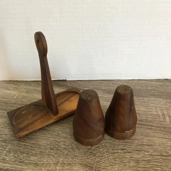 Vintage MCM Wood Salt and Pepper Set - Picture 5 of 8